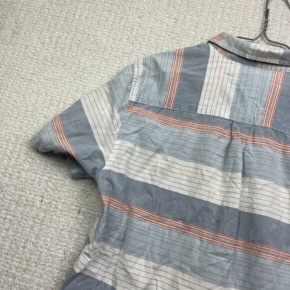 O'Neill Shirt Men M Classic Fit Blue / Orange Strip Button Up Short Sleeve Surf* - Picture 14 of 16